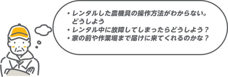 農家がレンタルについて不安になっている様子